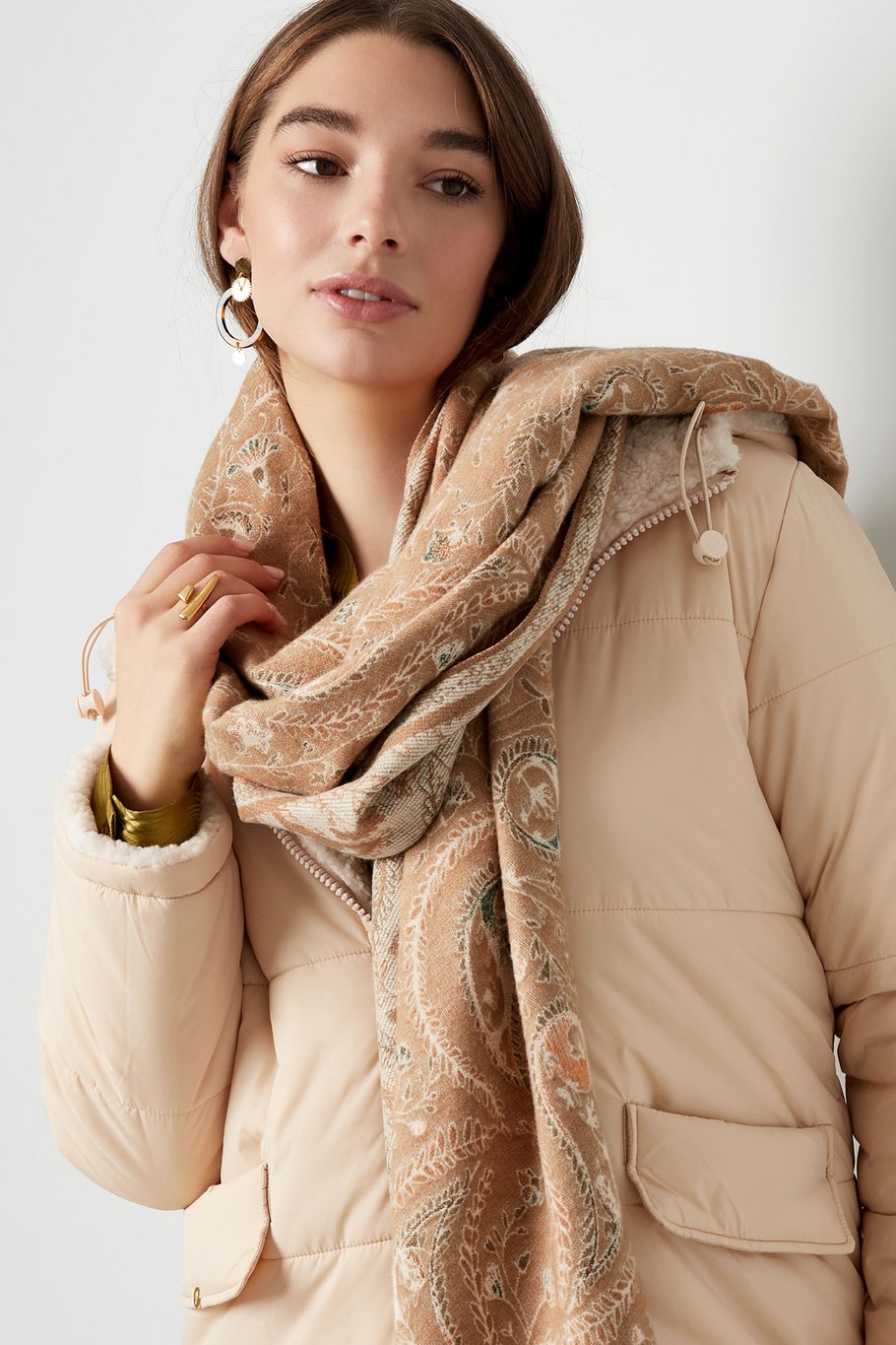 Schal mit Paisley-Print - Beige Bild3